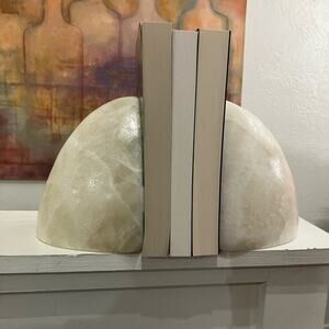 Rare Modern White Stone Bookends